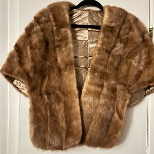 Vintage Brown Mink  Fur Stole Wrap SZ Small